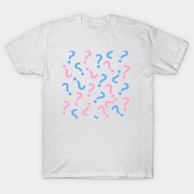Question mark pink and blue T-Shirt by GULSENGUNEL